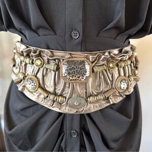 Leatherock Gold Ornate Belt with Decorative Medallions